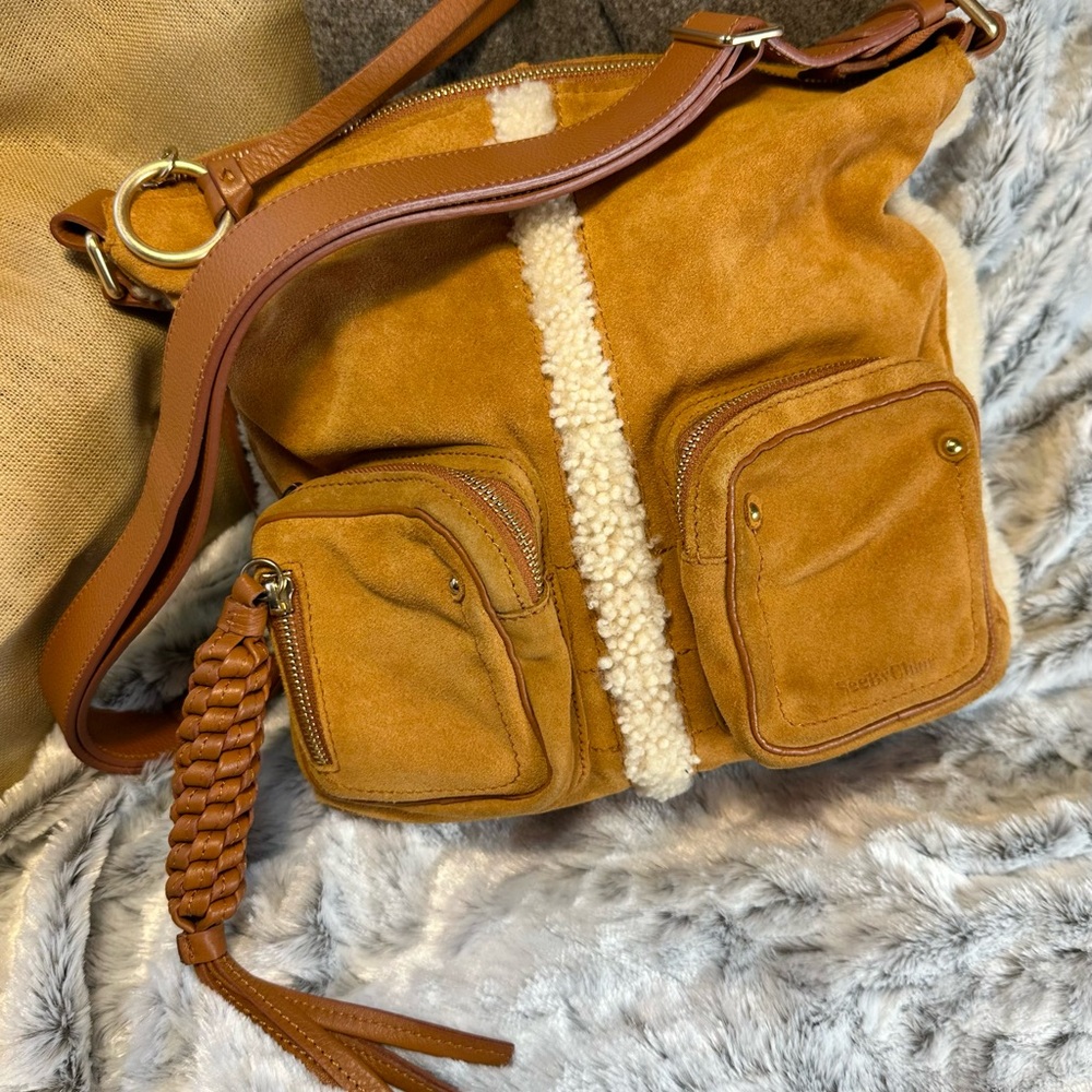 See By Chloe Boho Suede Shoulder or crossbody Bag in caramel. $225